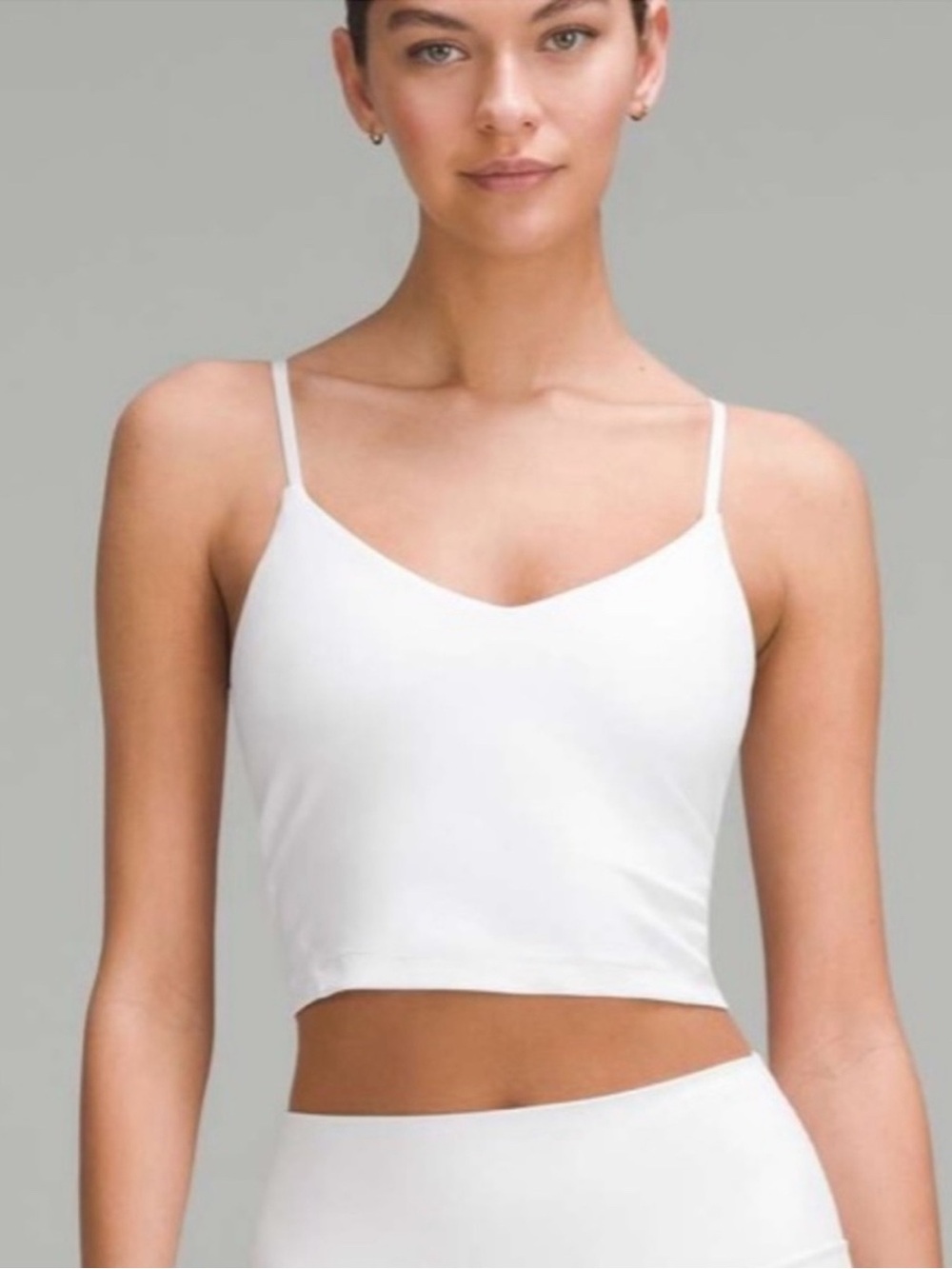 lululemon athletica White V-Neck Cami Crop